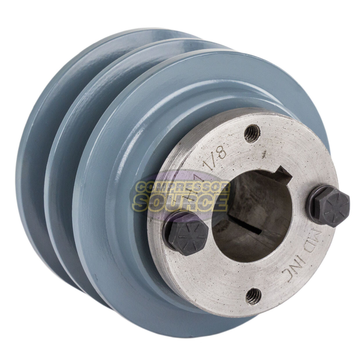 Cast Iron 3.35″ Dual Groove Belt B Section 5L Pulley w/ 1-1/8″ Sheave Bushing