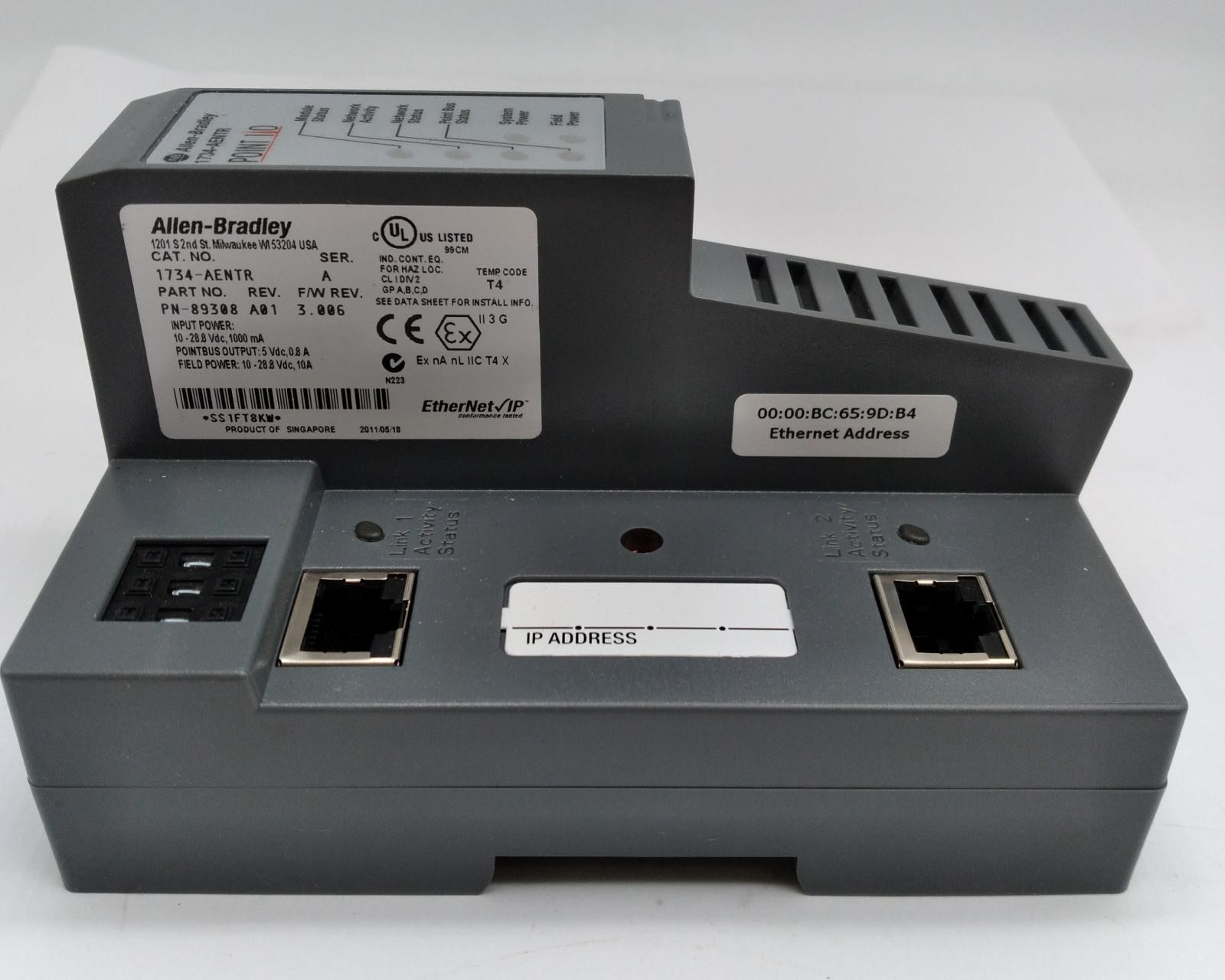 ALLEN BRADLEY 1734-AENTR POINT I/O ETHERNET IP ADAPTER 24VDC SER B