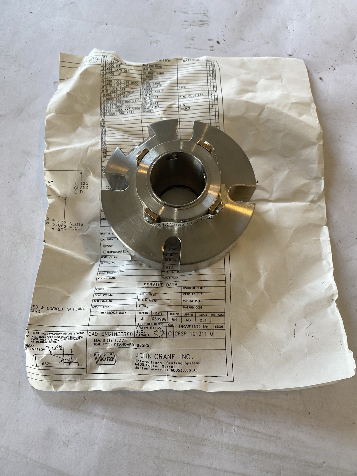 JOHN CRANE 88SRS MECHANICAL SEAL 1 3/8″ NNB