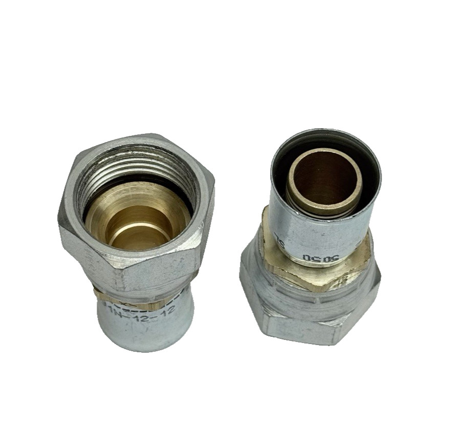 Lot Of 2, Parker 10691N-12-12 Female Swivel Adapter 3/4JIC X 3/4Hose Brass/Steel
