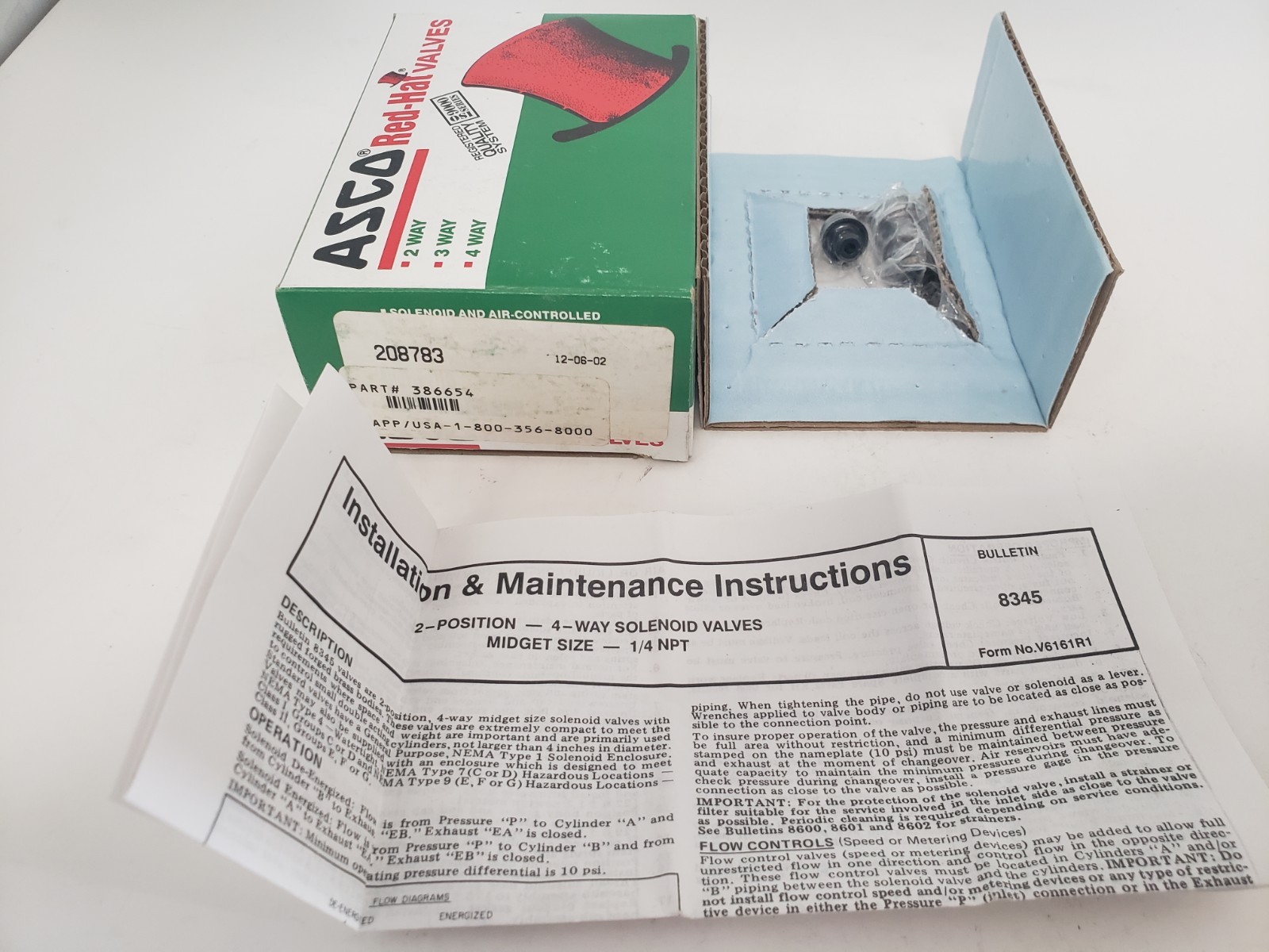 ASCO 208783 RED HAT SOLENOID VALVE REPAIR KIT, NIB