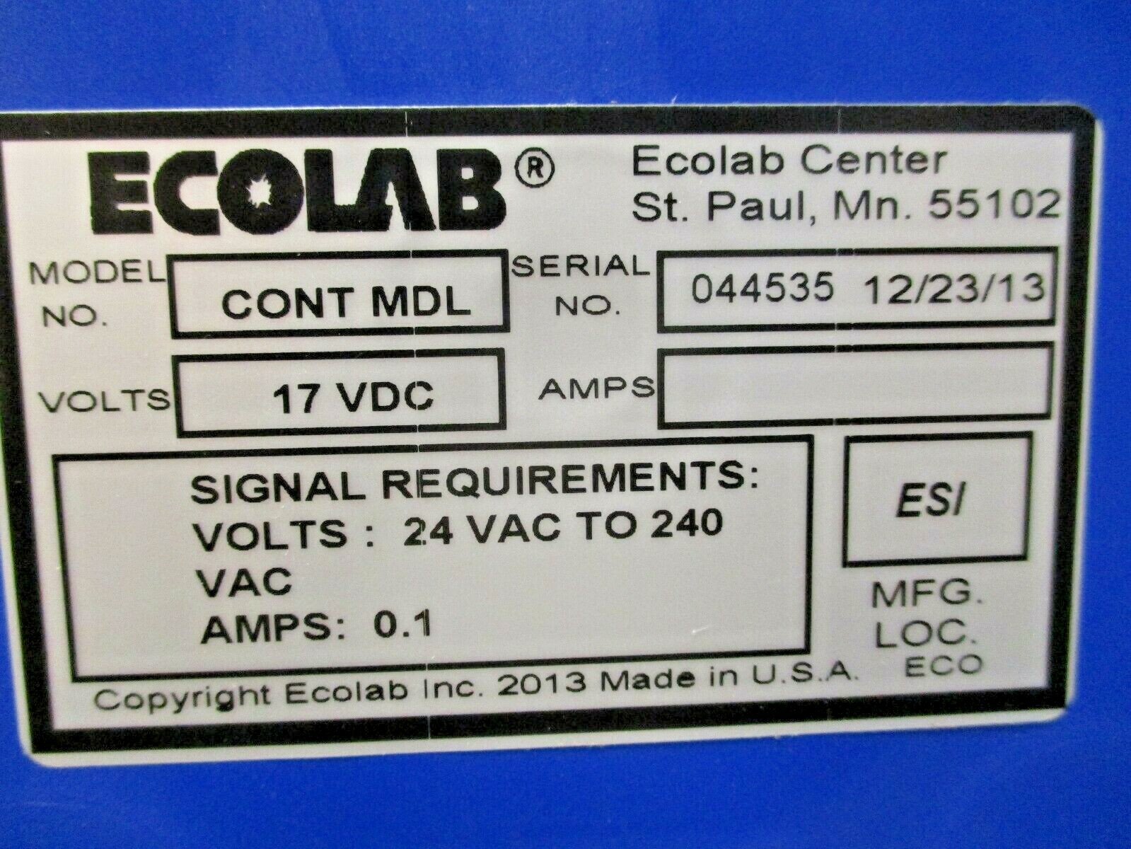 ECOLAB 9259-2036 SS Navigator Remote Control Module 10 Position