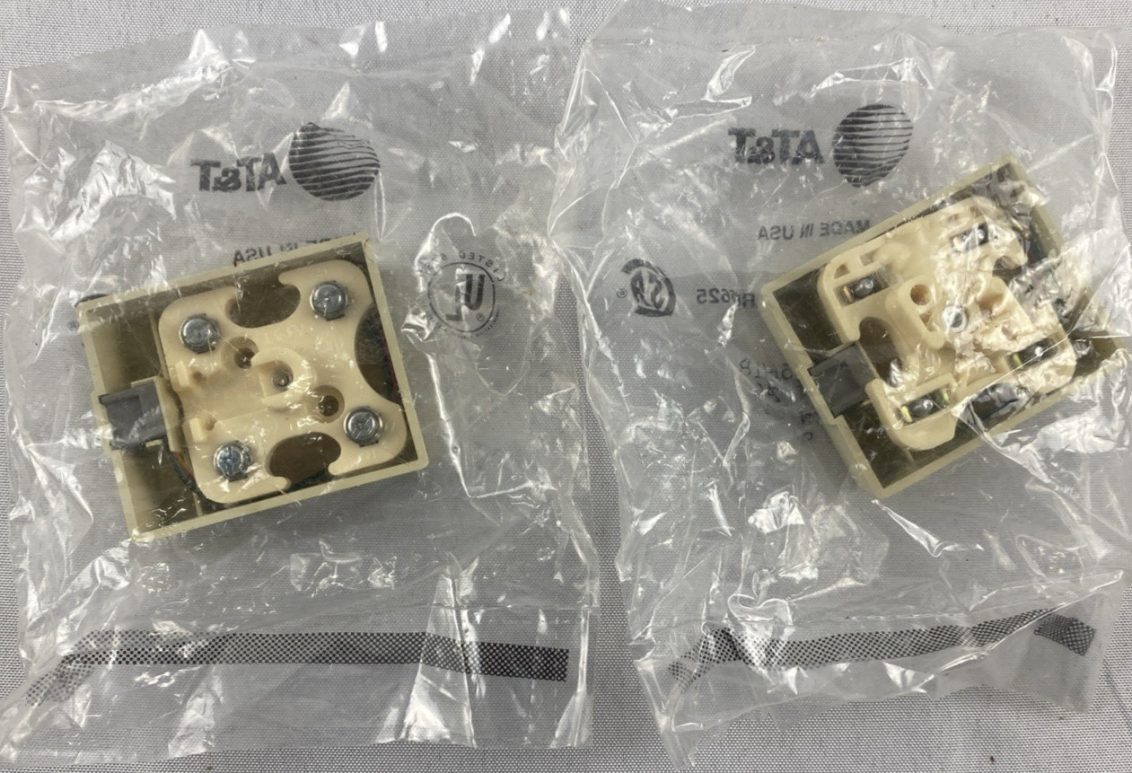 Lot of 2 AT&T 105156418 Phone Surface Mount Wall Outlet Jack Box Beige LR85625