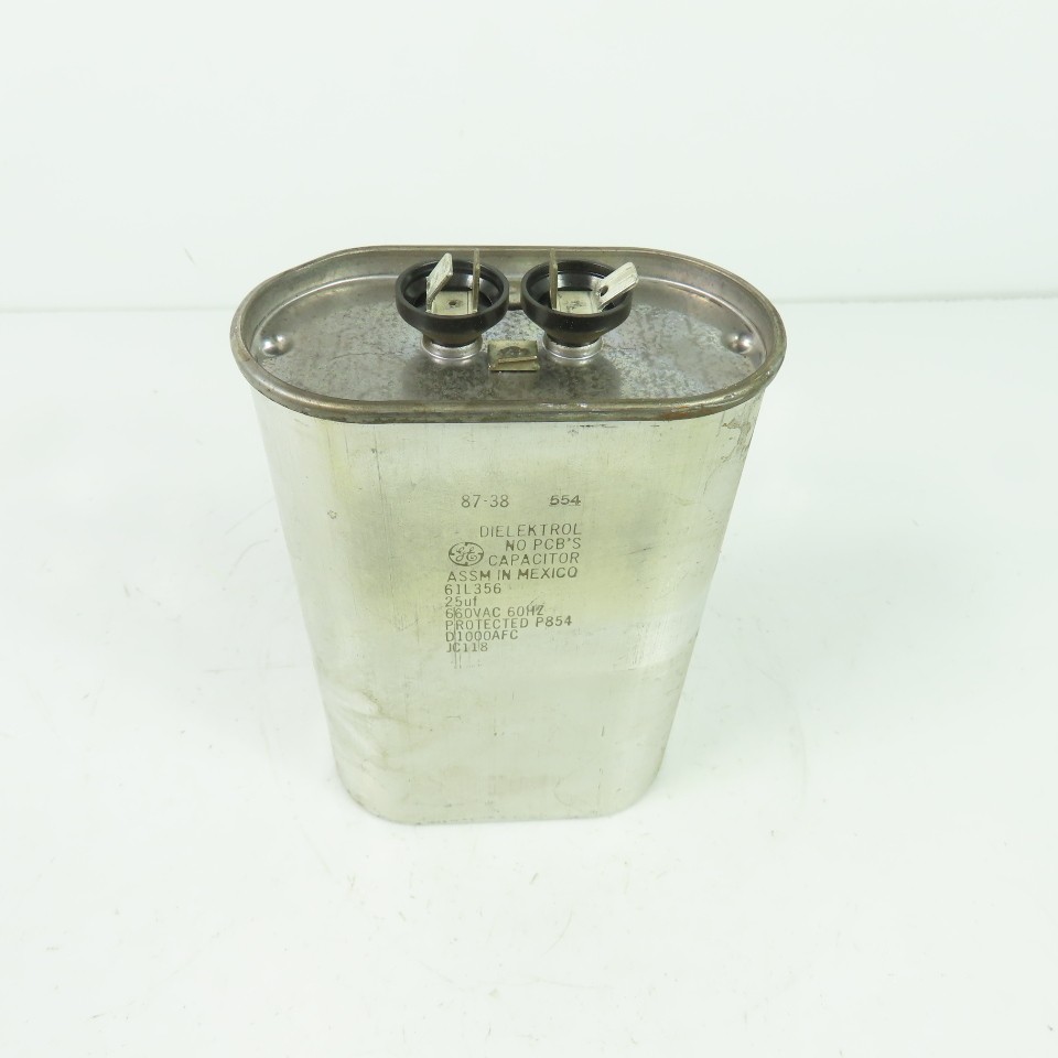 GE General Electric 61L356 Dielektrol Capacitor 25uf 660VAC 60Hz D100AFC JC118