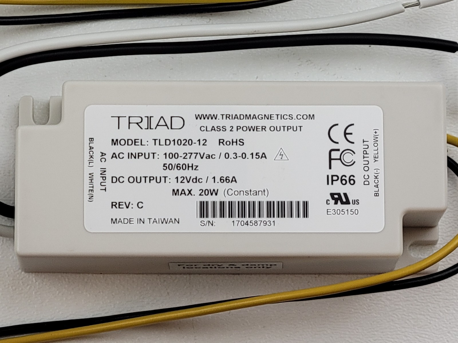 (Lot of 2) Mouser Electronics Triad Magnetics TLD1020-12 LED Light Power Supply