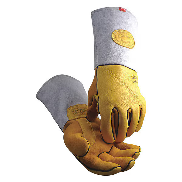 Caiman 1485 Welding Gloves, Gauntlet Cuff, Reinforced Thumb, Premium Elkskin, L,
