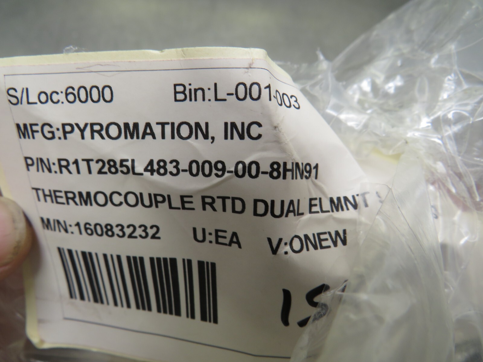 Pyromation R1T285L483-009-00-8HN91 Thermocouple 9″ Probe