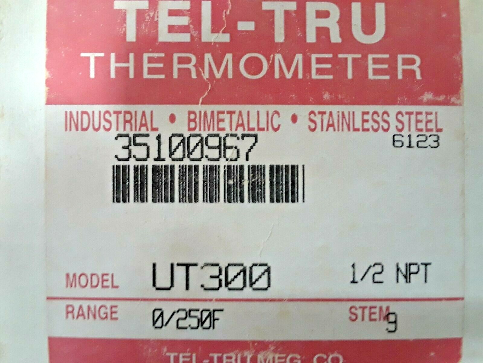 🟠TEL-TRU THERMOMETER UT300 STEM 9″ PESSCO IS OFFERING 1 UNUSED R031921-16 🗽
