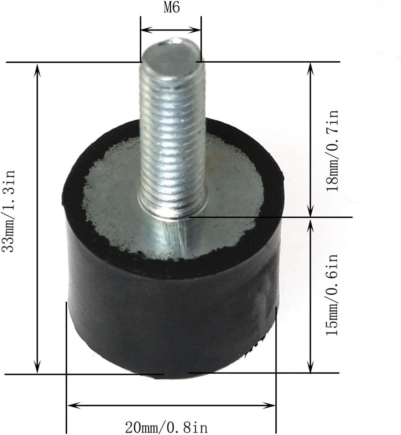 4pcs M6 x 18mm Male Thread 20 x 15mm Rubber Base Vibration Isolator Mount Sho…