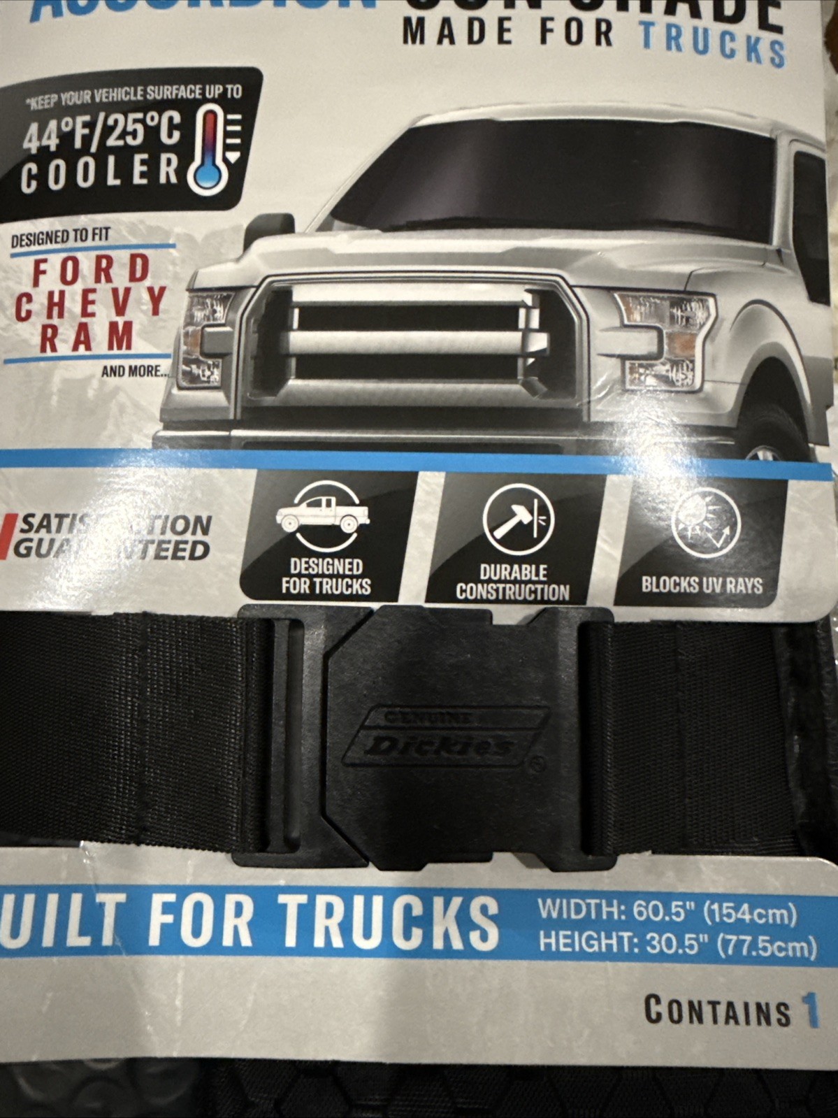 Genuine Dickies 41311WDI Truck Smoke Universal Accordian Sunshade Ford Chevy Ram