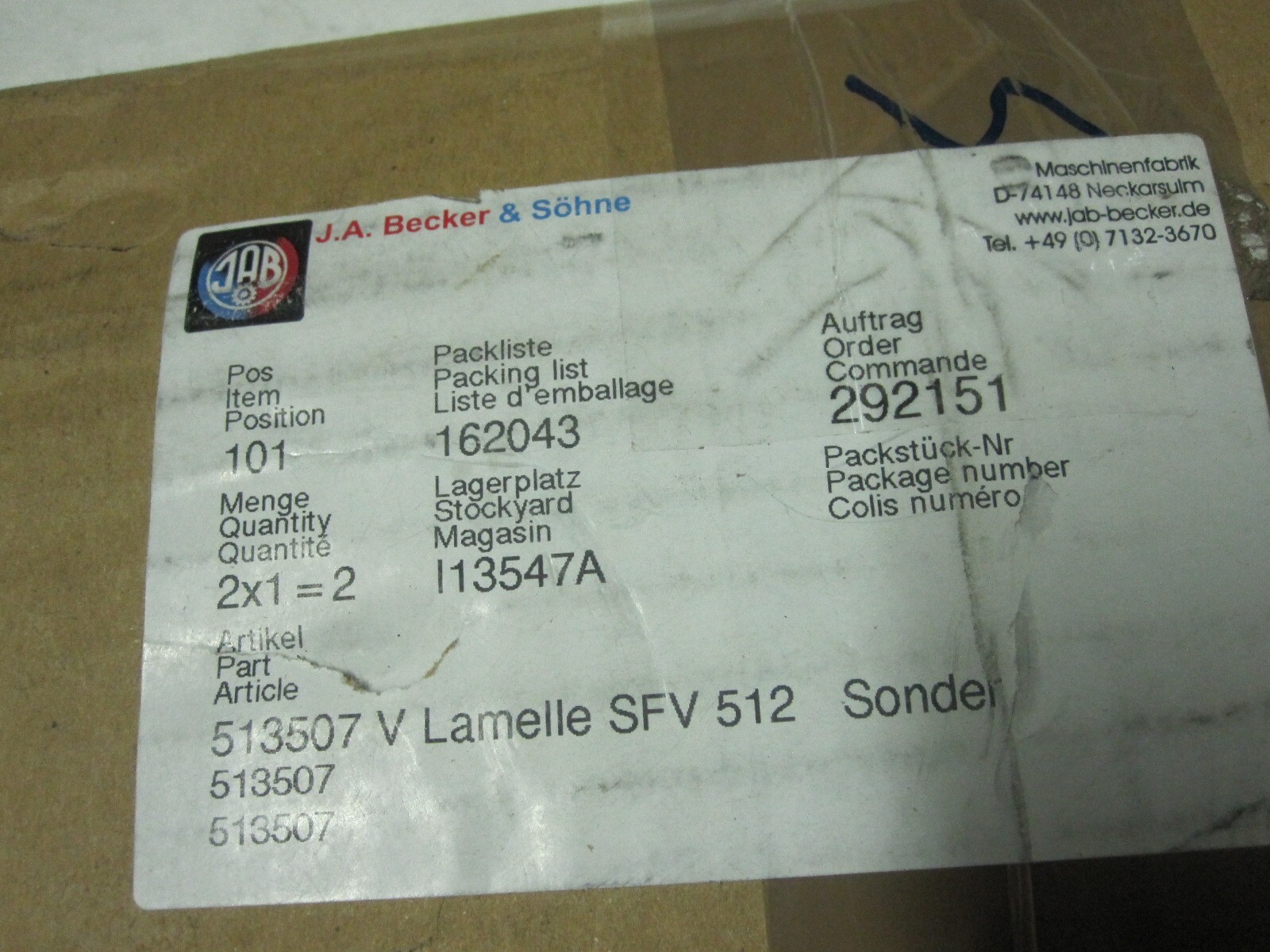Hoerbiger 513507 V Lamelle SFV Sonder Lamellenventil