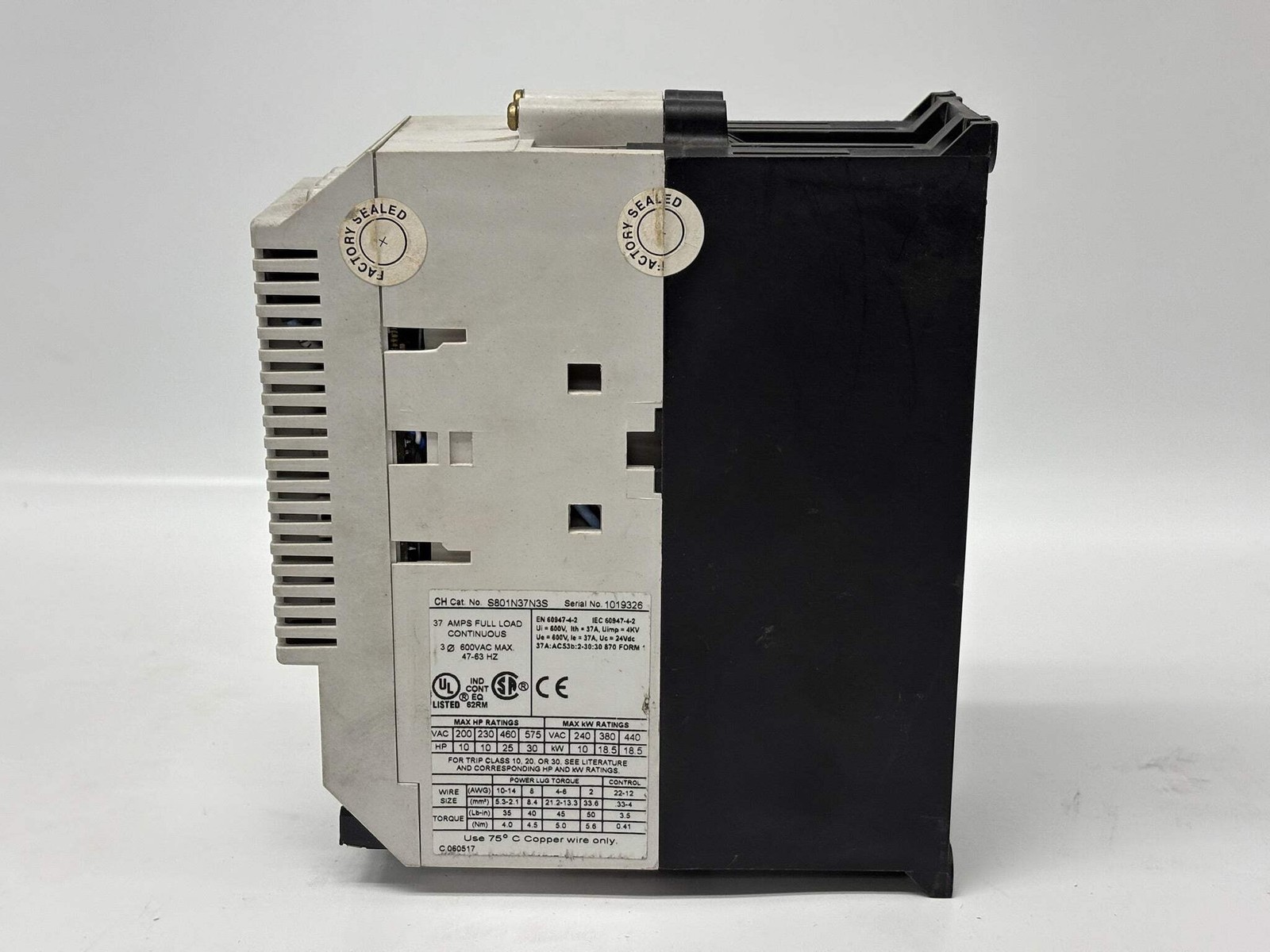 Eaton S801N37N35 Switch-Fuse Motor Controller Safety Switch Assembly
