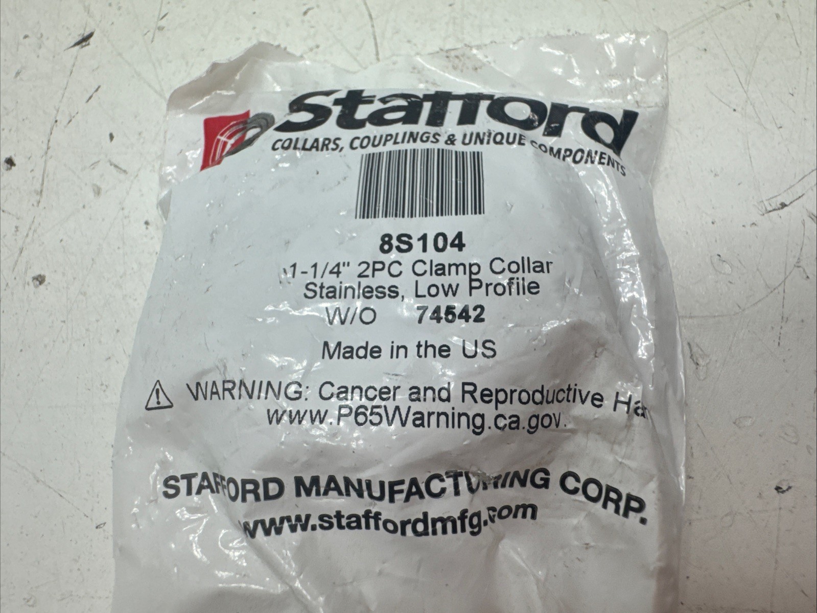 (QTY 2) Stafford 8S104 Collar, Stainless Steel, 1 1/4″, 2 pc Clamp
