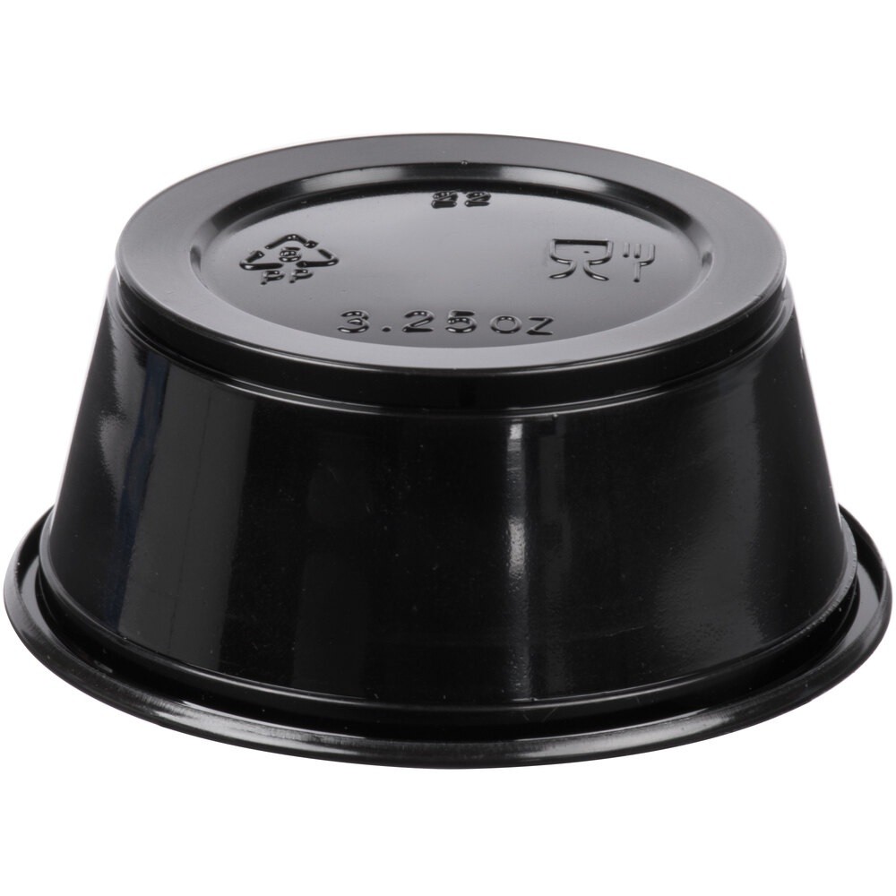 OCS Parts 100-Count Black Plastic Portion Souffle Cups with Lids | 3.25-Ounce