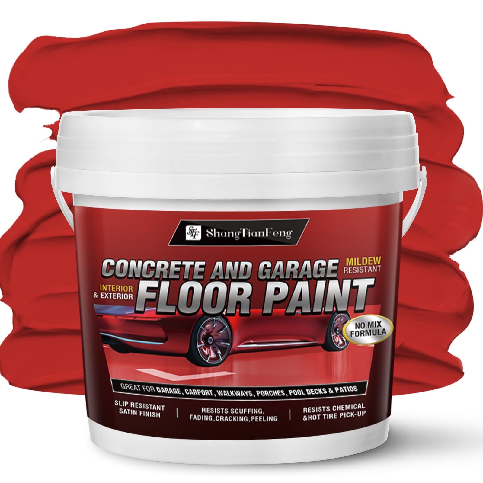 Professional Epoxy Floor Paint Kit (1 Gallon) -Red Acrylic Concrete Coating f…