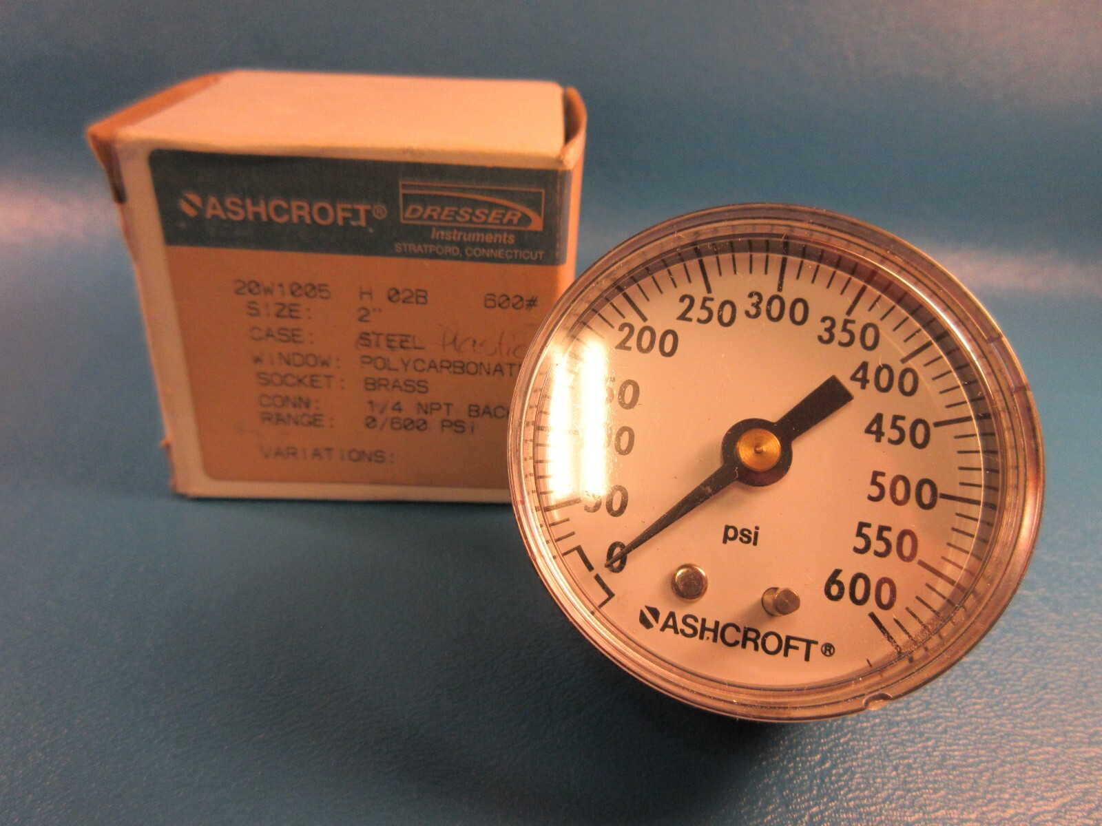 Ashcroft 20W1005H 02B 600, 2″ Pressure Gauge, 0-600 PSI, 1/4 NPT Back Mount