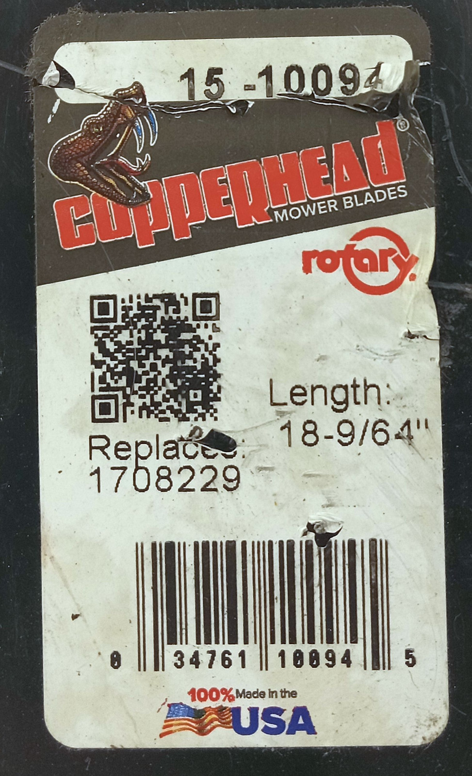 1 NEW COPPERHEAD 15-10094 18-9/64” MOWER BLADE (1708229) NNB ***MAKE OFFER***