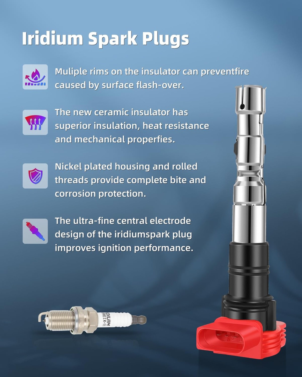 ECCPP UF418 8 ignition coils with 8 iridium Spark Plugs A8 Allroad S4 4.2L V8…