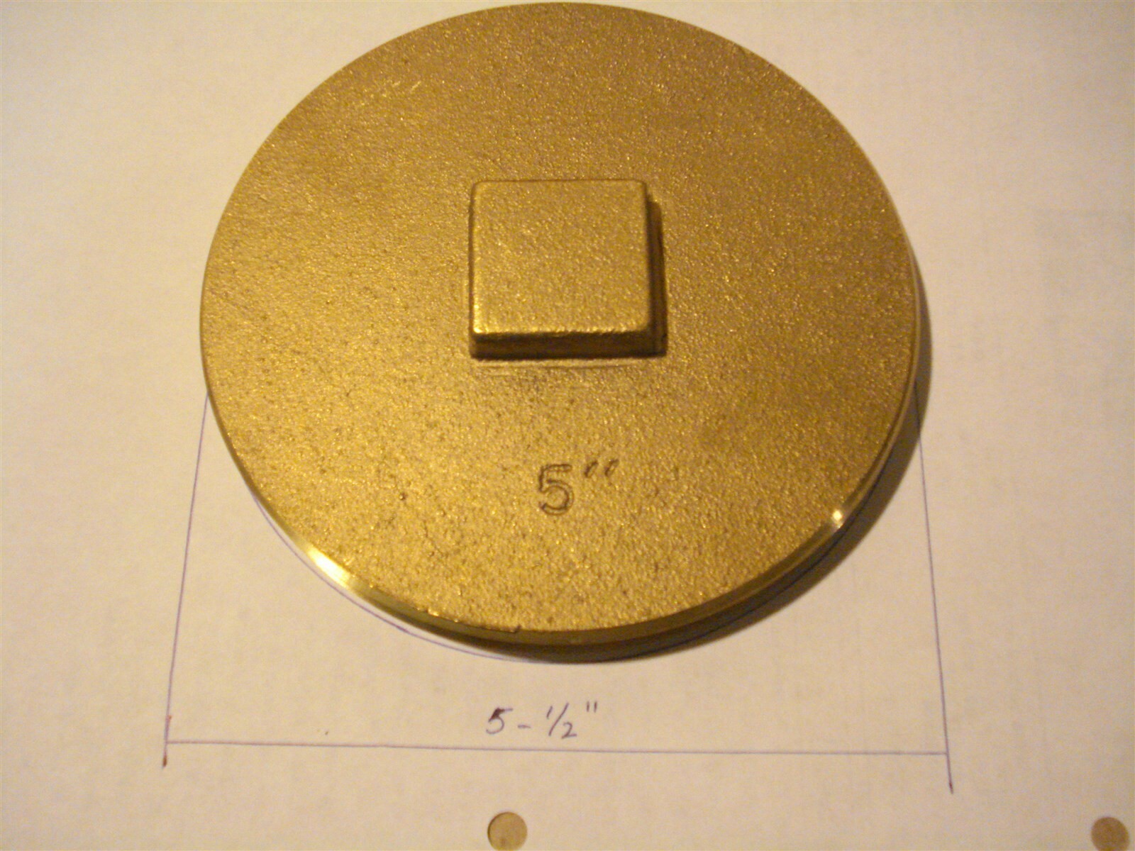 (0508.) Clean Out Plug Solid Brass 5″ Raised Head