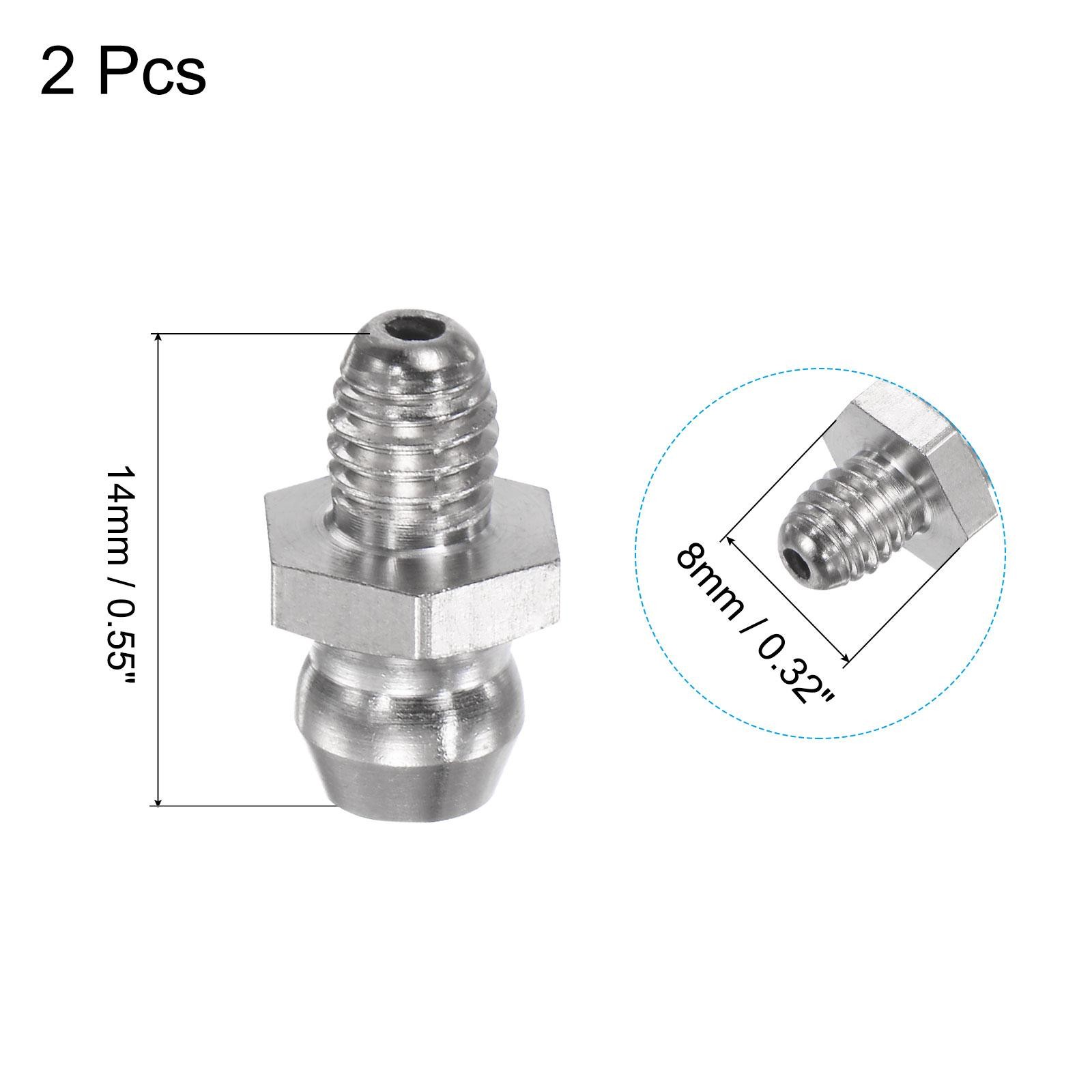 2Pcs Metric Stainless Steel Straight Hydraulic Grease Fitting M5 x 0.8mm Thread