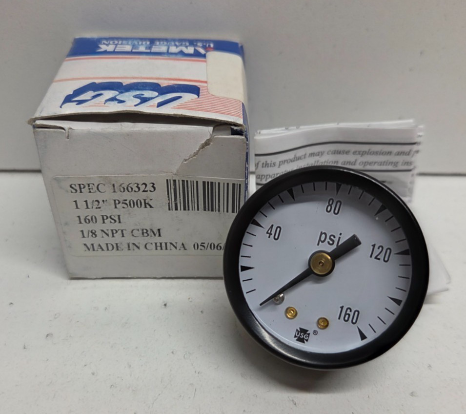 NEW IN BOX! USG 1-1/2″ 0-160 PSI 1/8″ NPT PRESSURE GAUGE 166323