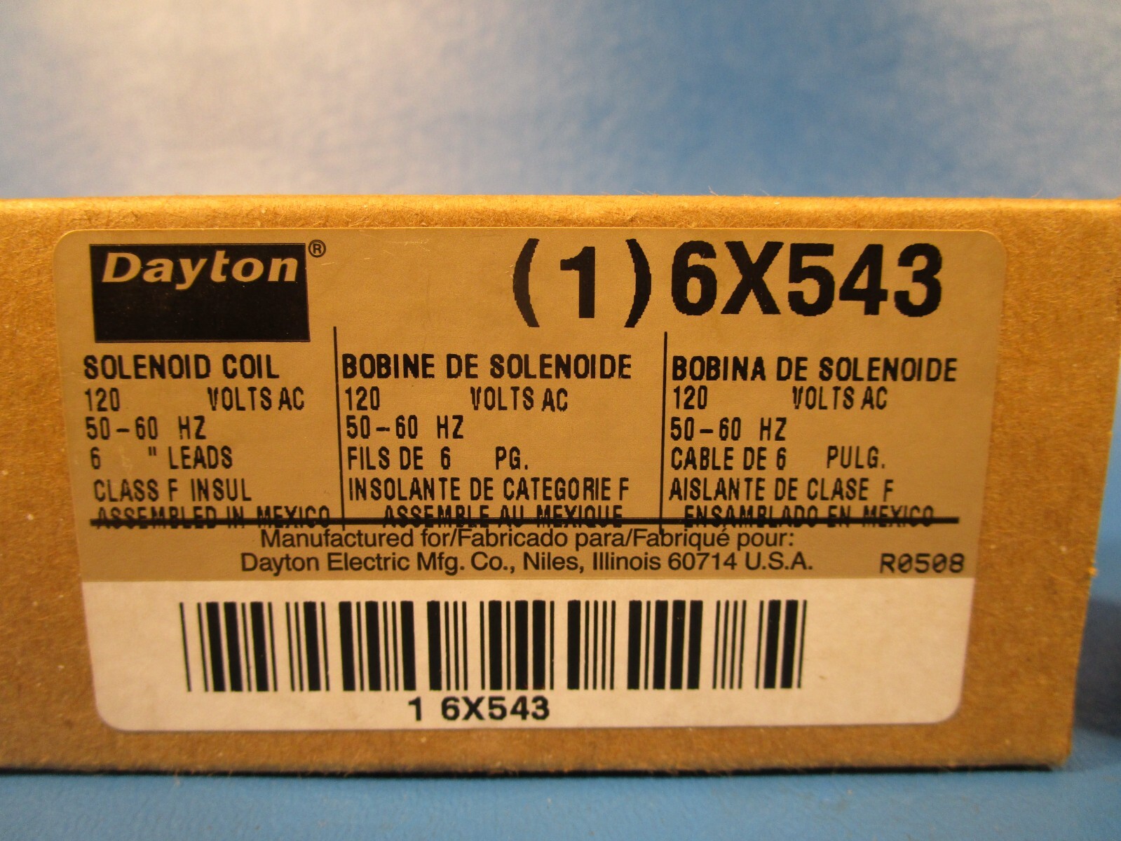 DAYTON 6×543, Solenoid Coil, 120 VAC, 50-60 HZ, 6″ Leads (GRAINGER)