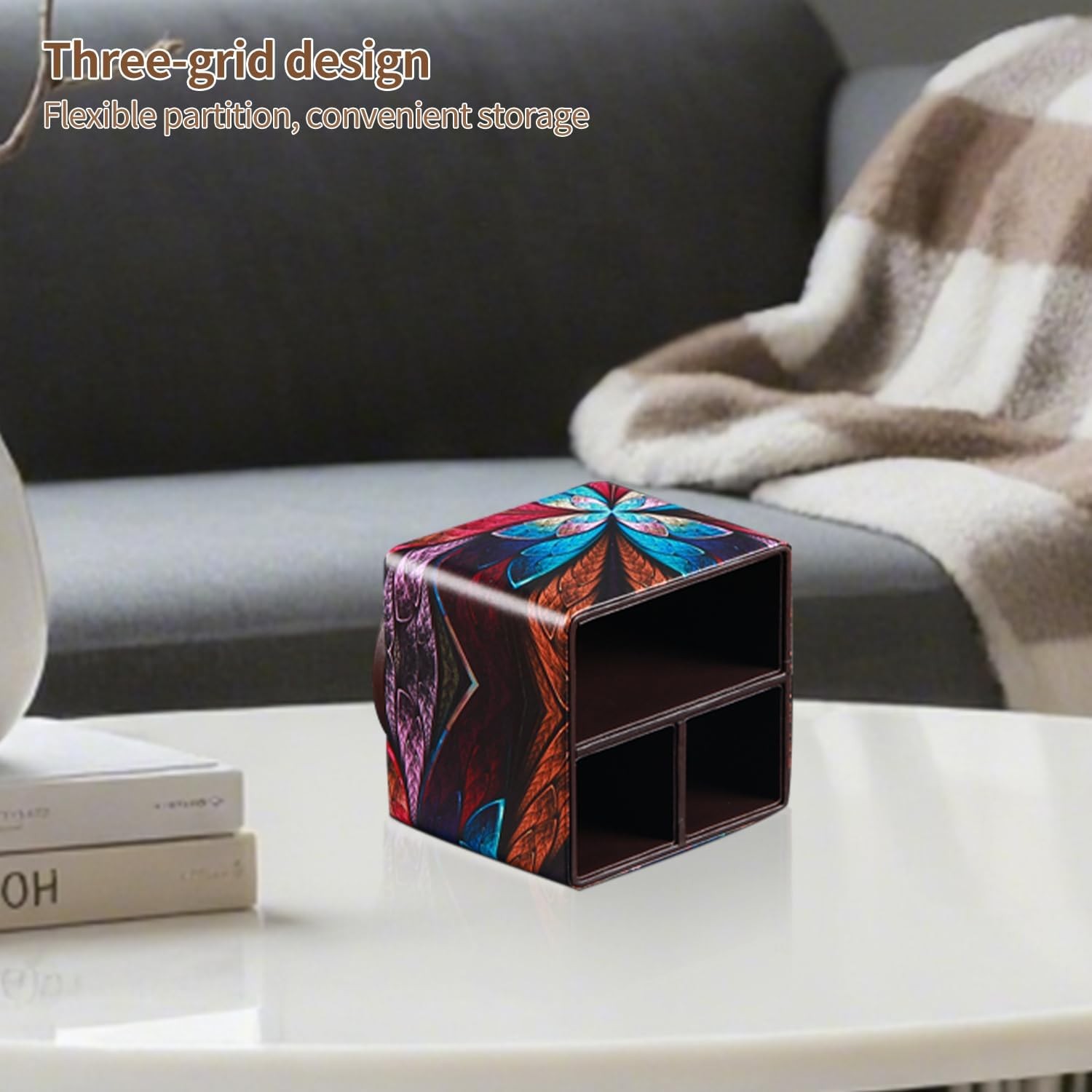 YAPISHI Remote Control Holder TV Caddy for Square, Flower Fractal