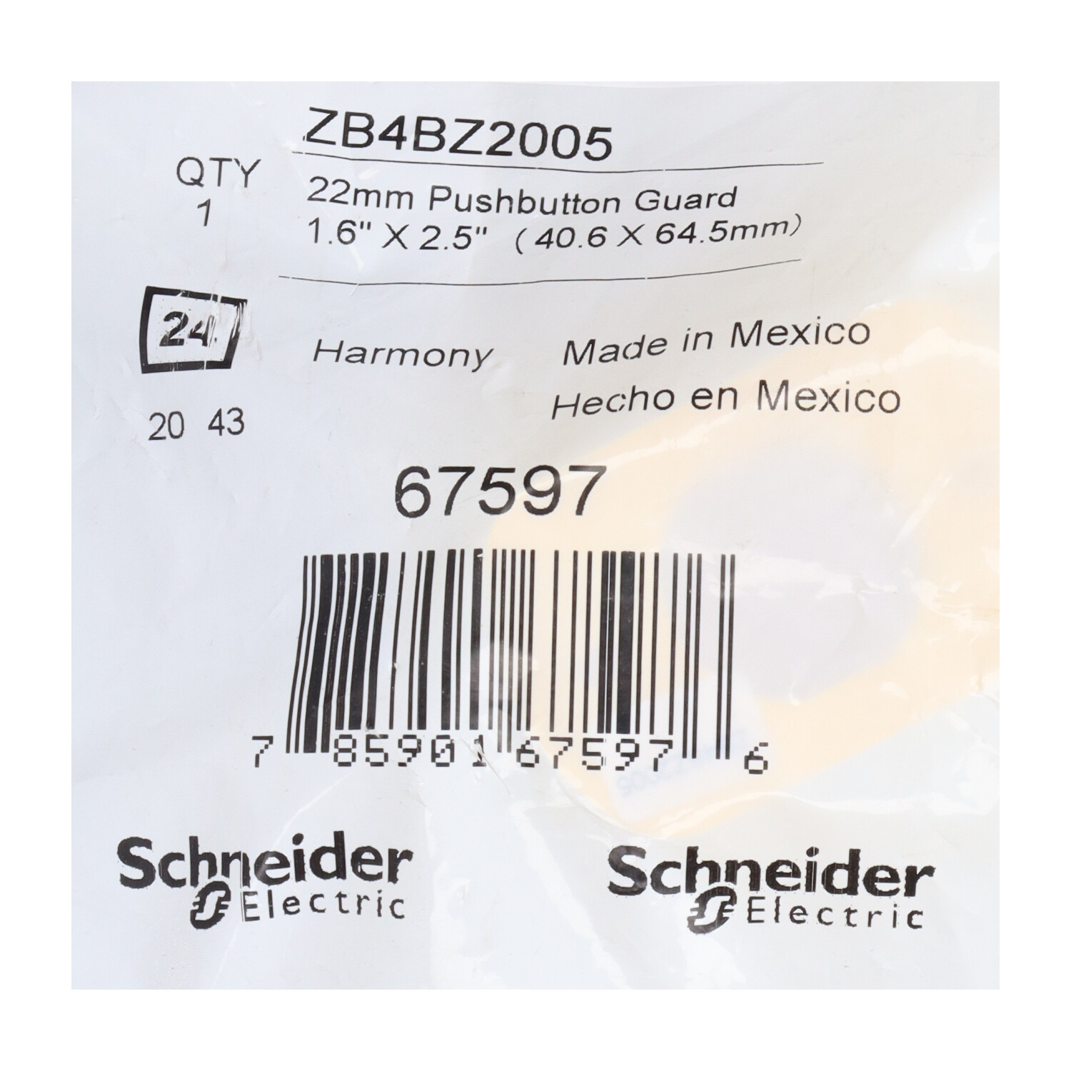 Schneider Electric ZB4BZ2005 Harmony XB4 Narrow Flange Guard New NFP Sealed