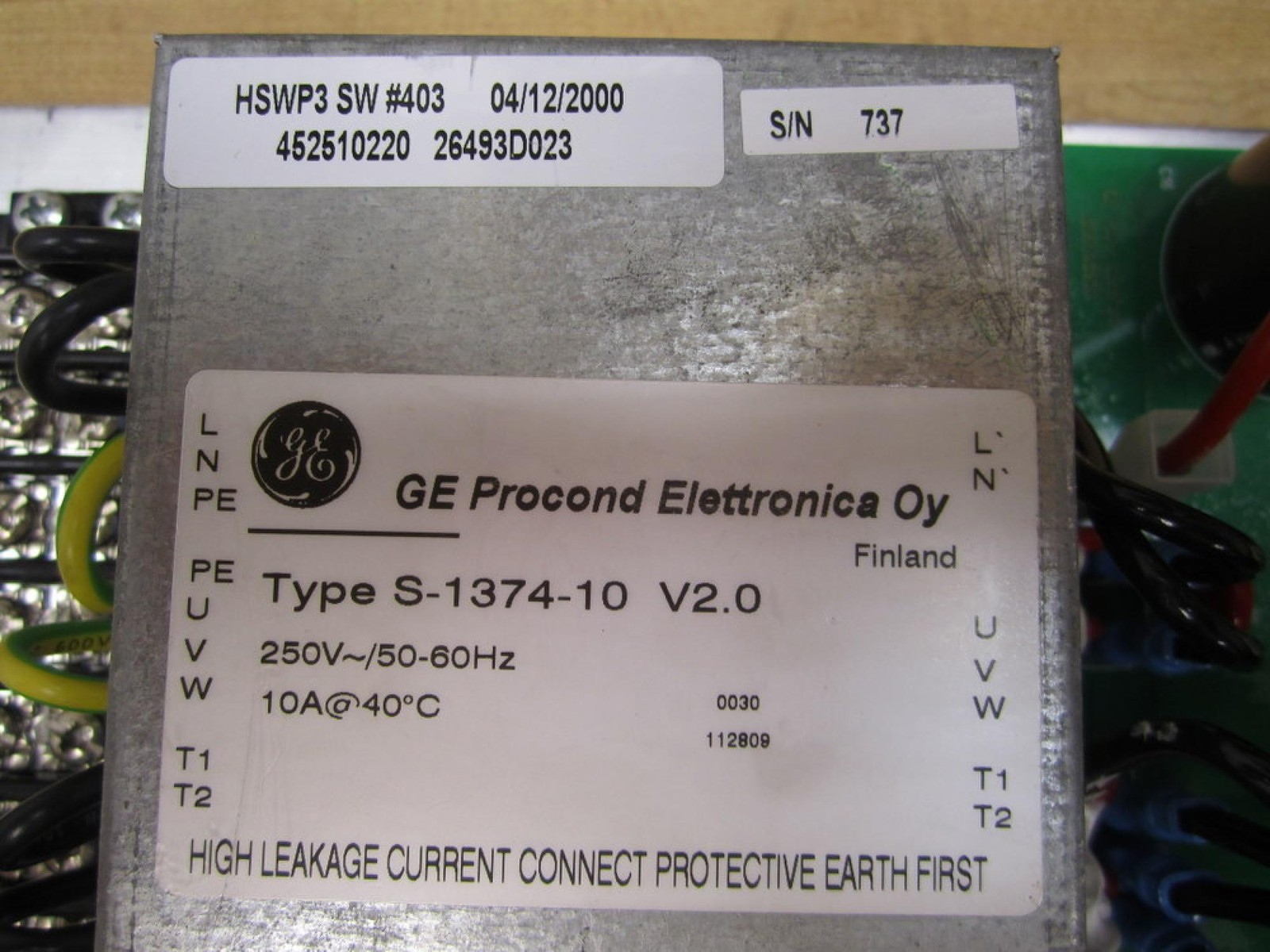 GE General Electric S-1374-10 S137410 Power Supply