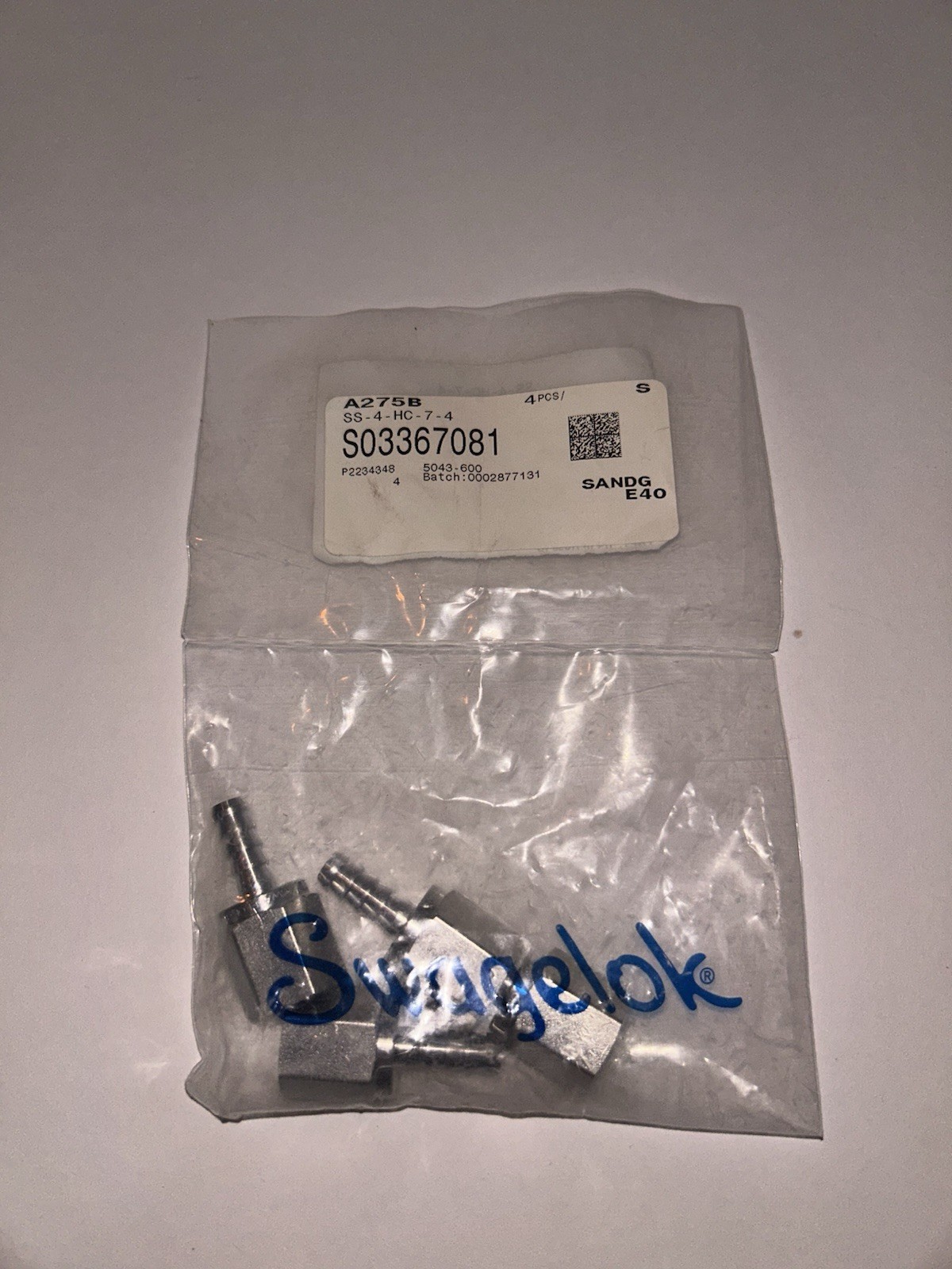 SWAGELOK SS-4-HC-7-4, Hose Connector (Lot Of 4)