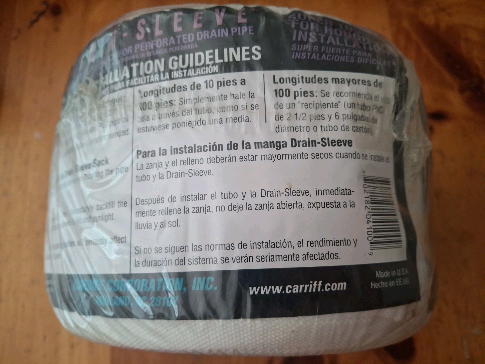Drain Sleeve 04100-10 Filter Fabric Sock 4 in. x 100 ft. for Corrugated Pipe