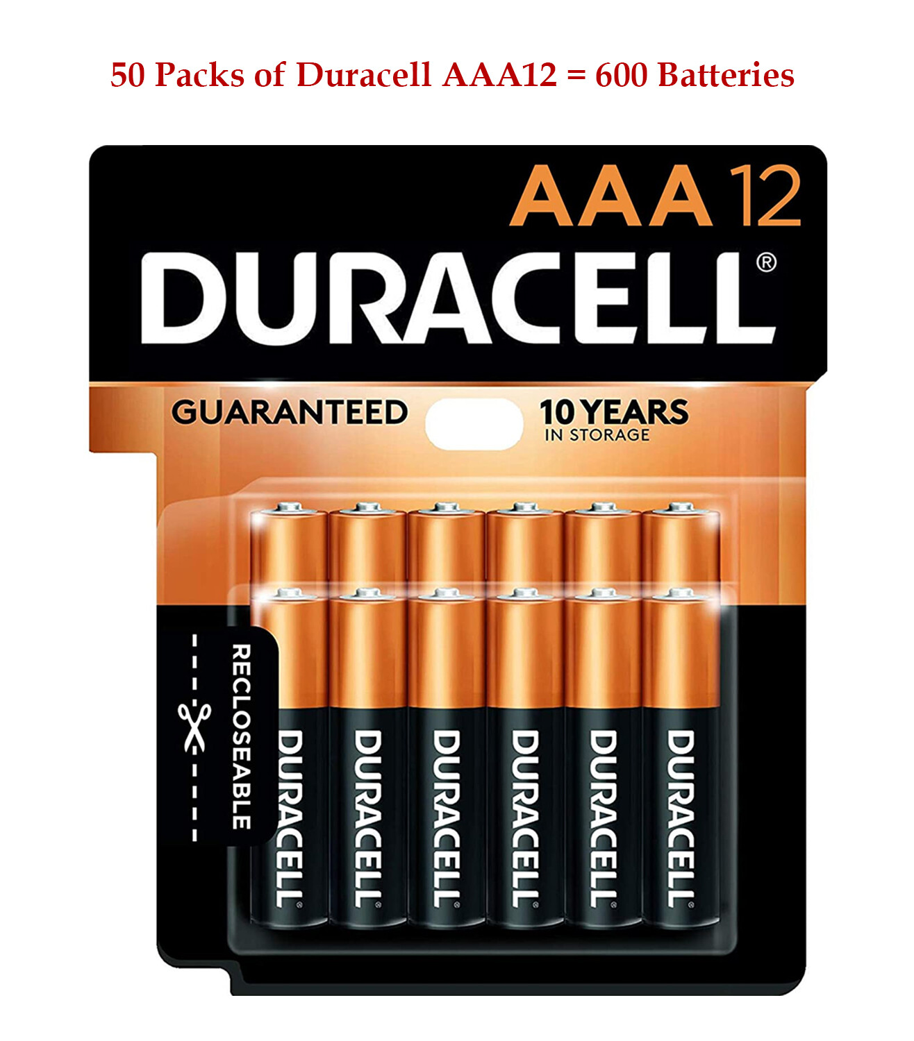 600pcs (AAA12 x 50) Duracell Coppertop AAA Alkaline Battery 1.5V Exp Date: 2030