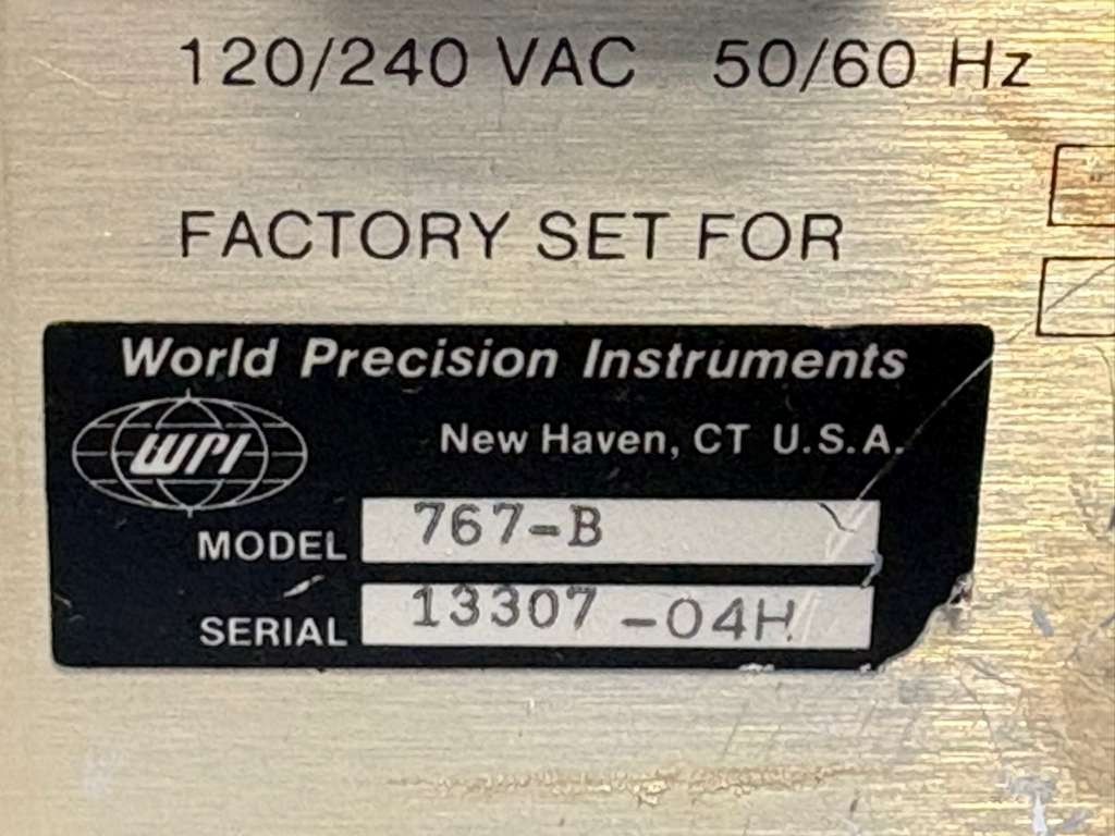 WPI World Precision Instruments Electrometer Intra 767 Model 767-B