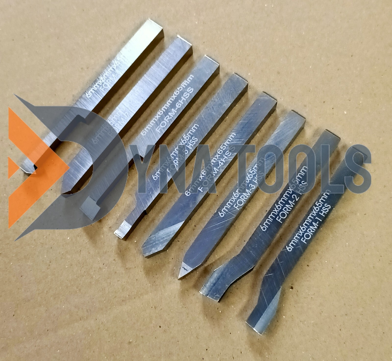 6mm x 65mm HSS Lathe Form Tools Set Of 8 Pieces Square Shank Pre-Formed Tools