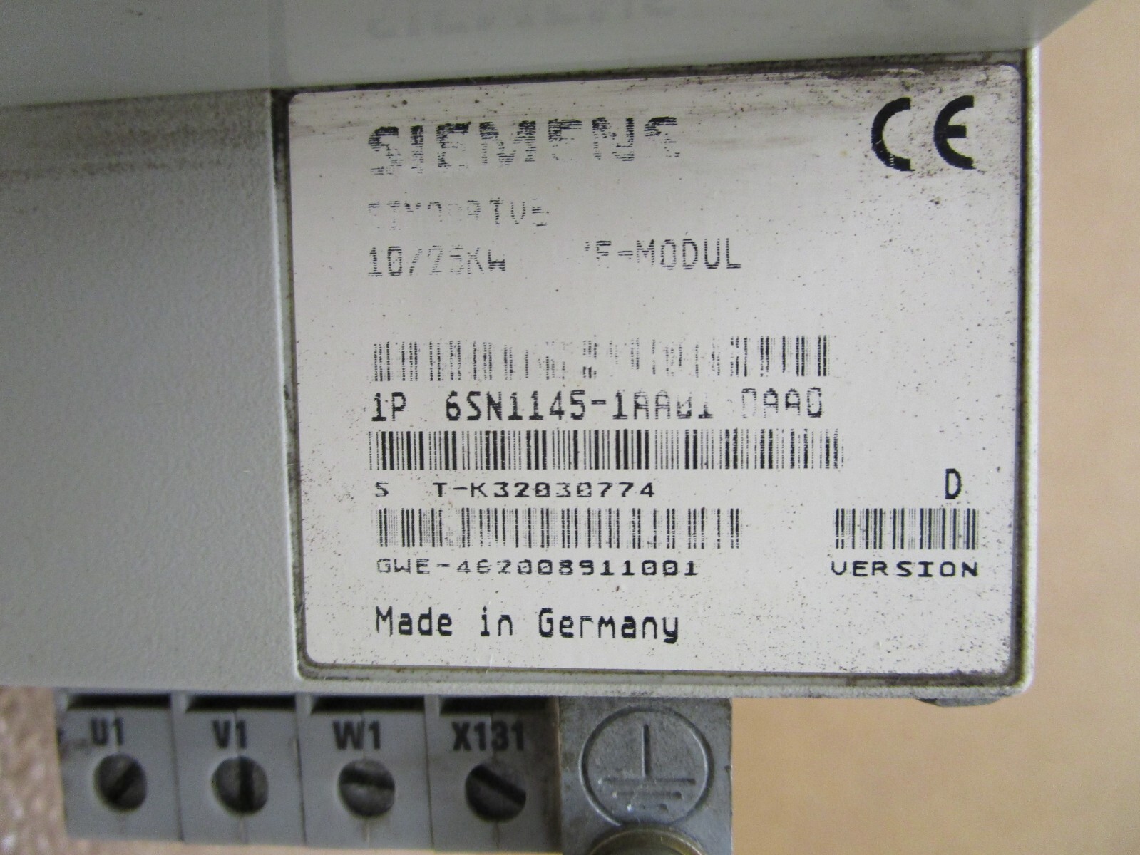 Siemens 10/25 KW U/E-MODUL 6SN1145-1AA1-0AA0 SIMODRIVE Parts Only 51811HM