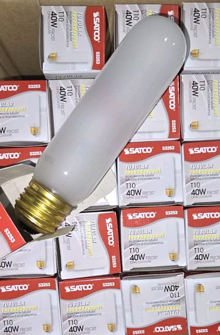 Satco Tubular Incandescent Bulb Lot of 23, T10 Frost 40W 280 Lumens S3253