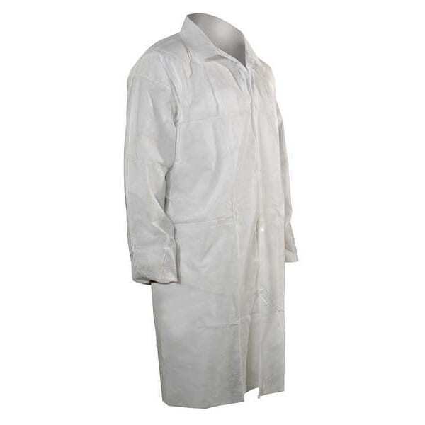 Cellucap Disposable Lab Coat, Polypropylene, Snaps Closure,L, 25 PK 3302EWSL
