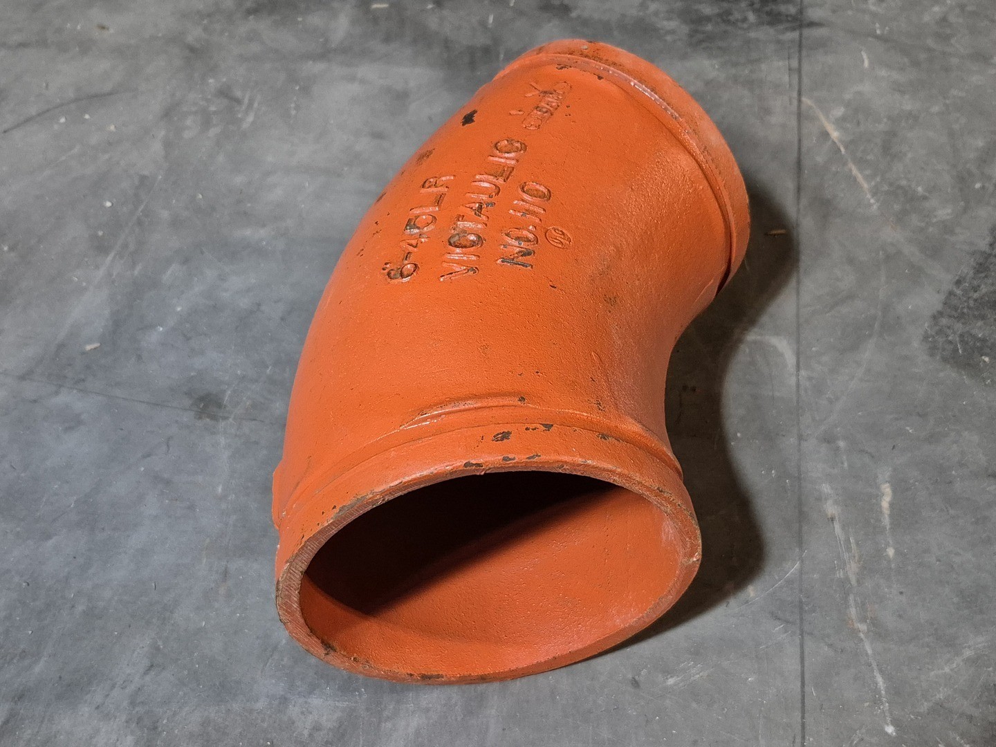 Victaulic No. 110 6″ Grooved 45° Elbow Fitting, Ptd. Orange – Parts