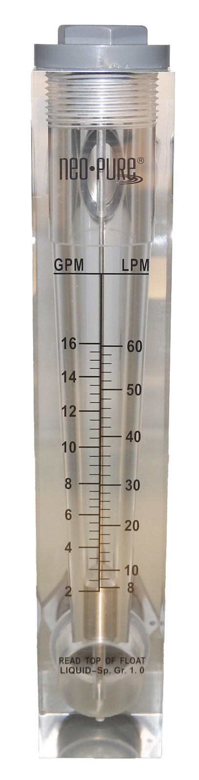 Neo-Pure Adjustable Panel Mount Flowmeter 2-10GPM 3/4″ MNPT