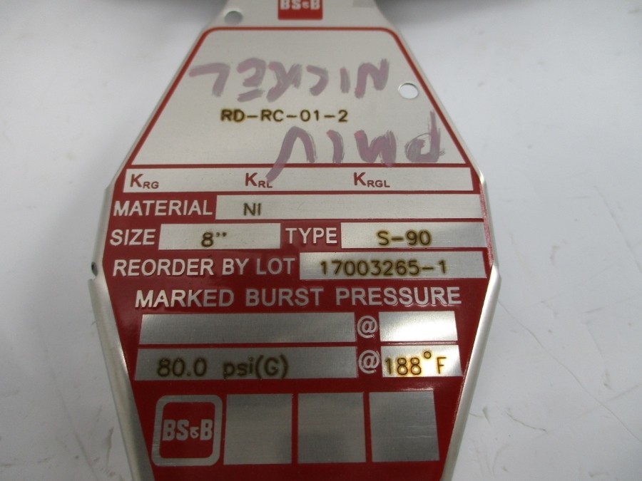 BS&B SAFETY SYSTEMS S-90 RD-RC-01-2 80.0PSI 188’F 8″ NSMP