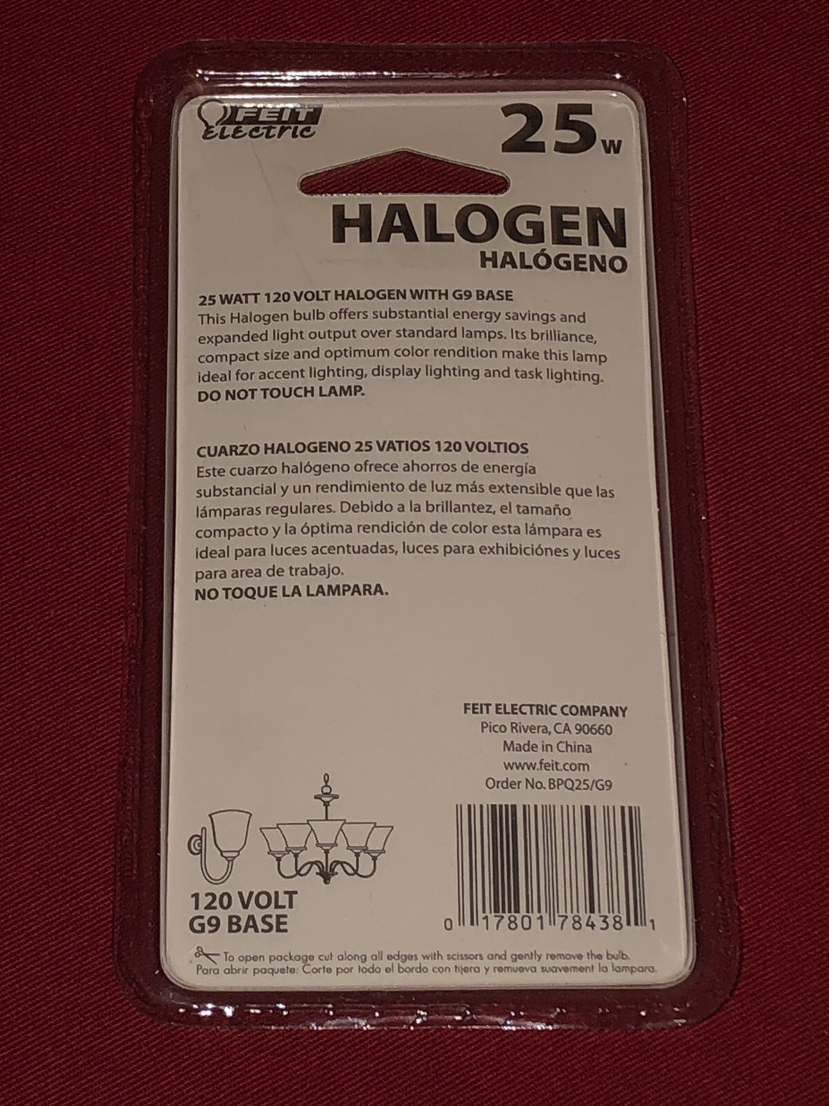 New FEIT ELECTRIC 25w Halogen G9 Bulb BPQ25/G9
