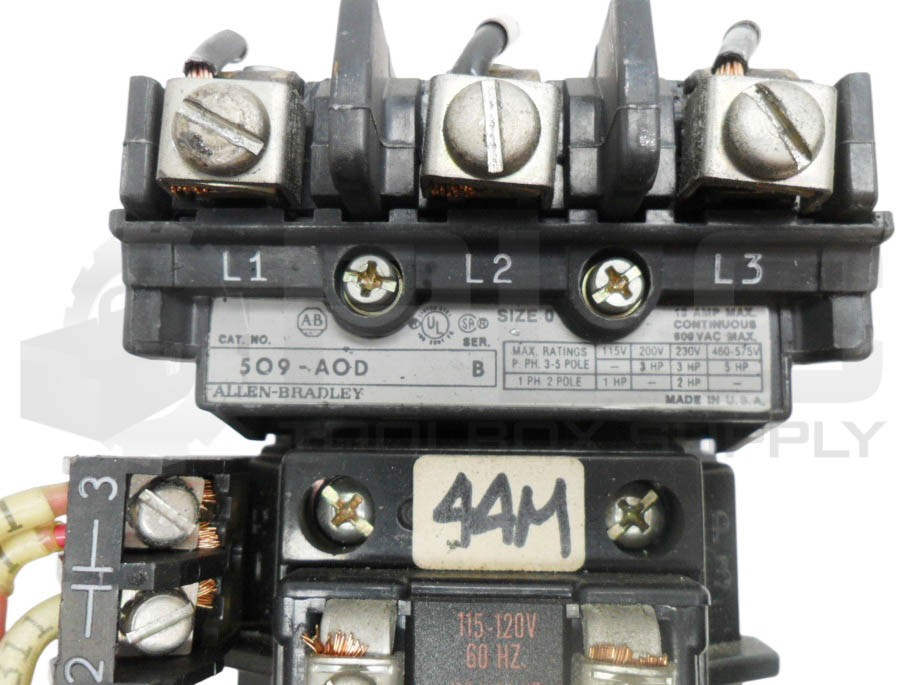 ALLEN BRADLEY 509-AOD /B CONTACTOR W/ CB236 W/ 42185-800-01 W/ 595-A /B *READ*