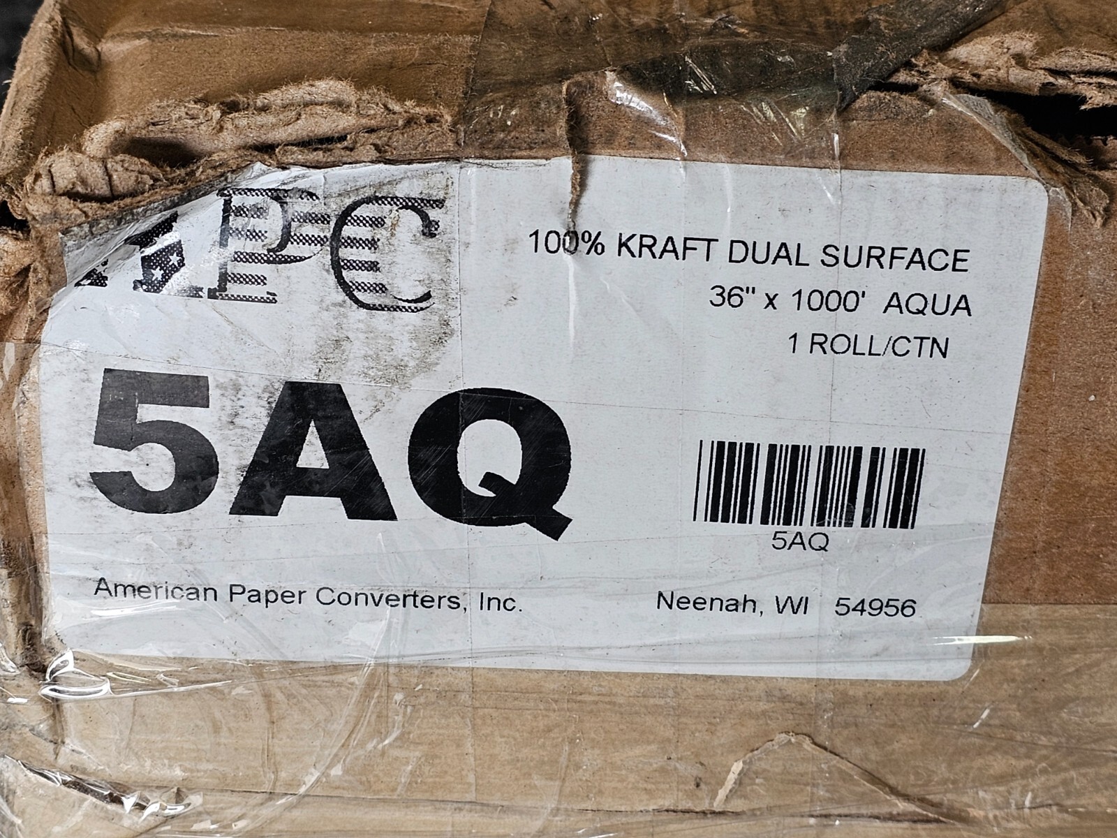 American Paper Converters Inc. 36″ x 1000 Ft 100% Kraft Dual Surface Aqua, 5AQ