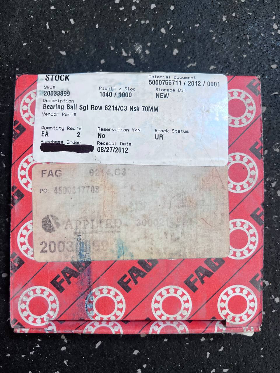 FAG 6214 C3 Deep Groove Ball Bearing 70mm