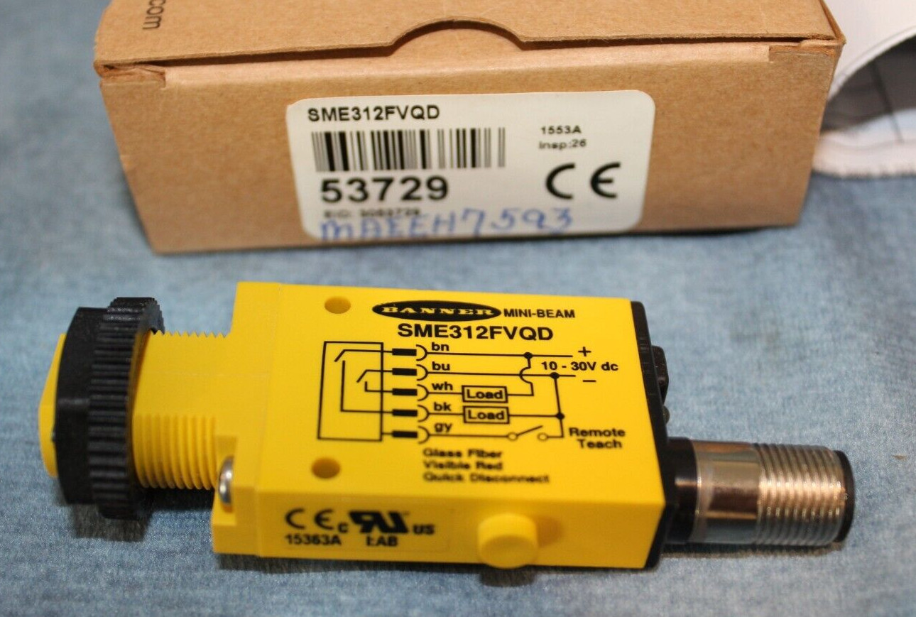 (New In Box) BANNER SME312FVQD PHOTOELECTRIC SENSOR 53729 “1 Year Warranty”