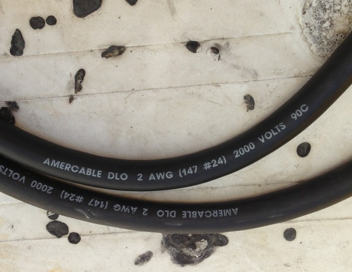 Cable Premade With Lug Ends Stranded Tinned Copper Wire 2 AWG Lot Of 2 X 46″ LG