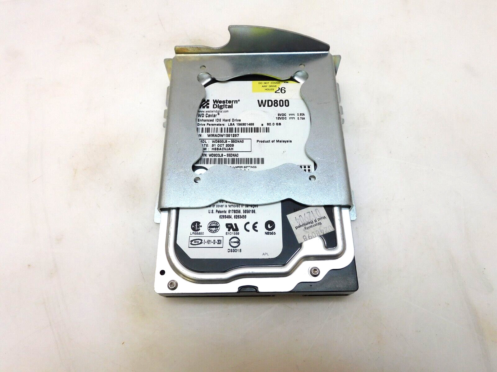 WESTERN DIGITAL WD800 HARD DRIVE WD800LB-55DNA0 80.0 GB