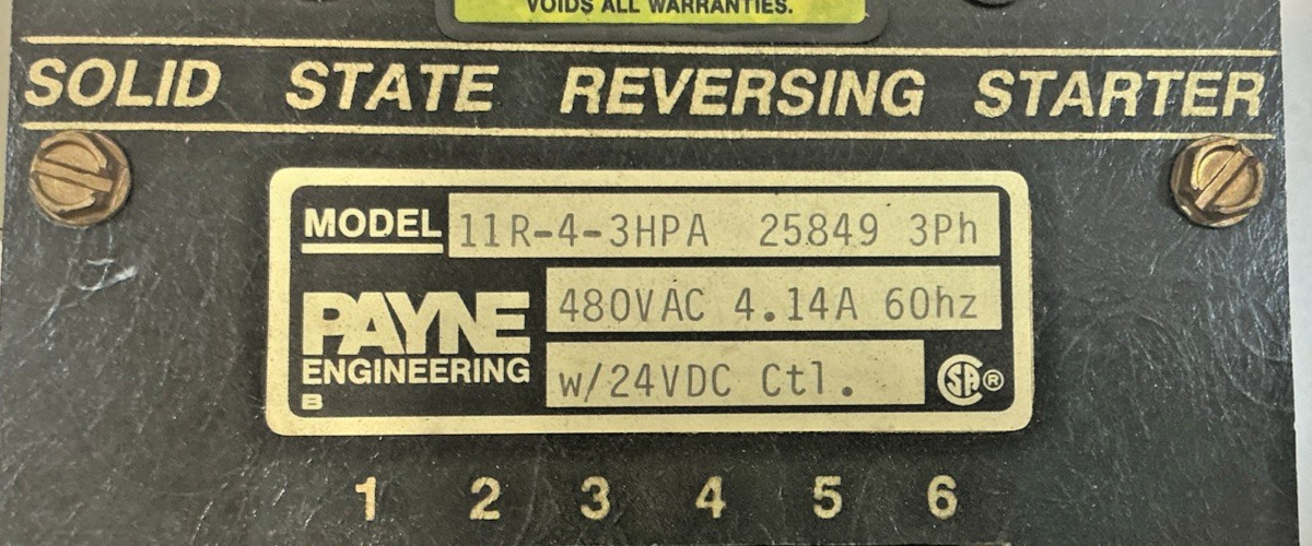 Payne Engineering Solid State Rev Starter – 11R-4-3HPA – ABB T25DU 1.3-1.8 -NEW