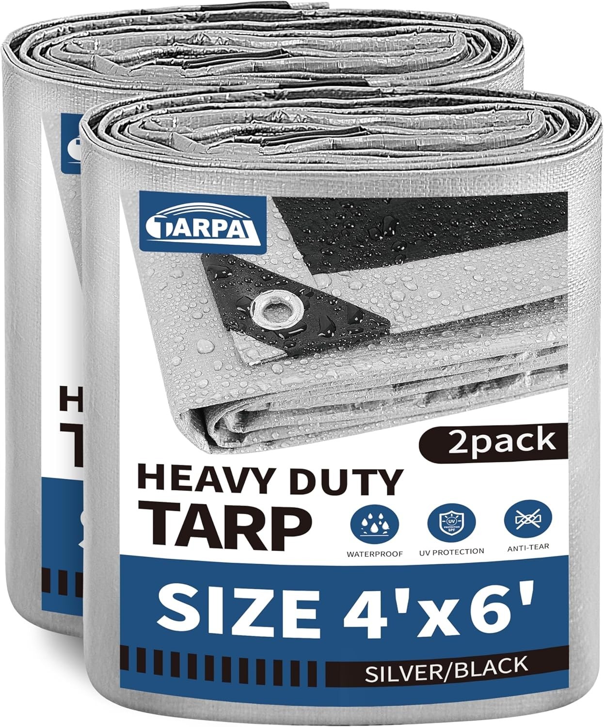Small Tarps 4×6 Feet(2-Pack) Heavy Duty Tarp 10.5Mil Multipurpose Protective