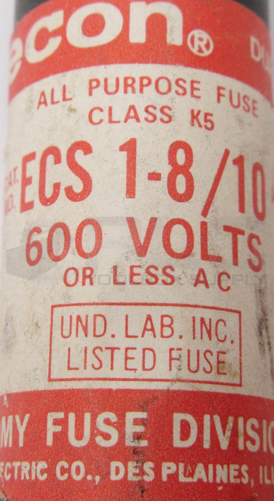 LOT OF 3 ECON ECS 1-8/10 ALL PURPOSE FUSE CLASS K5 600V 1-8/10AMP
